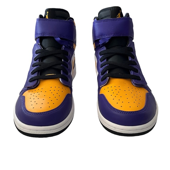 NEW Men’s Air Jordan 1 Hi FlyEase size 10 Purple LA Lakers Retro OG - Picture 7 of 13